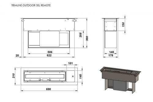 Preview: Outdoor Einbau-Gaskamin 50L von Trimline Fires- fernsteuerung